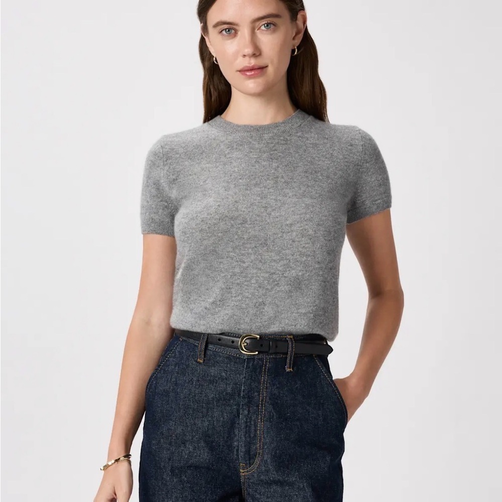 Quince Cashmere Gray Short Sleeve Tee